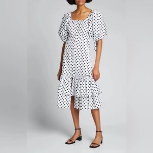 Beulah STYLE Isaiah 62:4 Off The Shoulder Polka Dot Dress White Black L